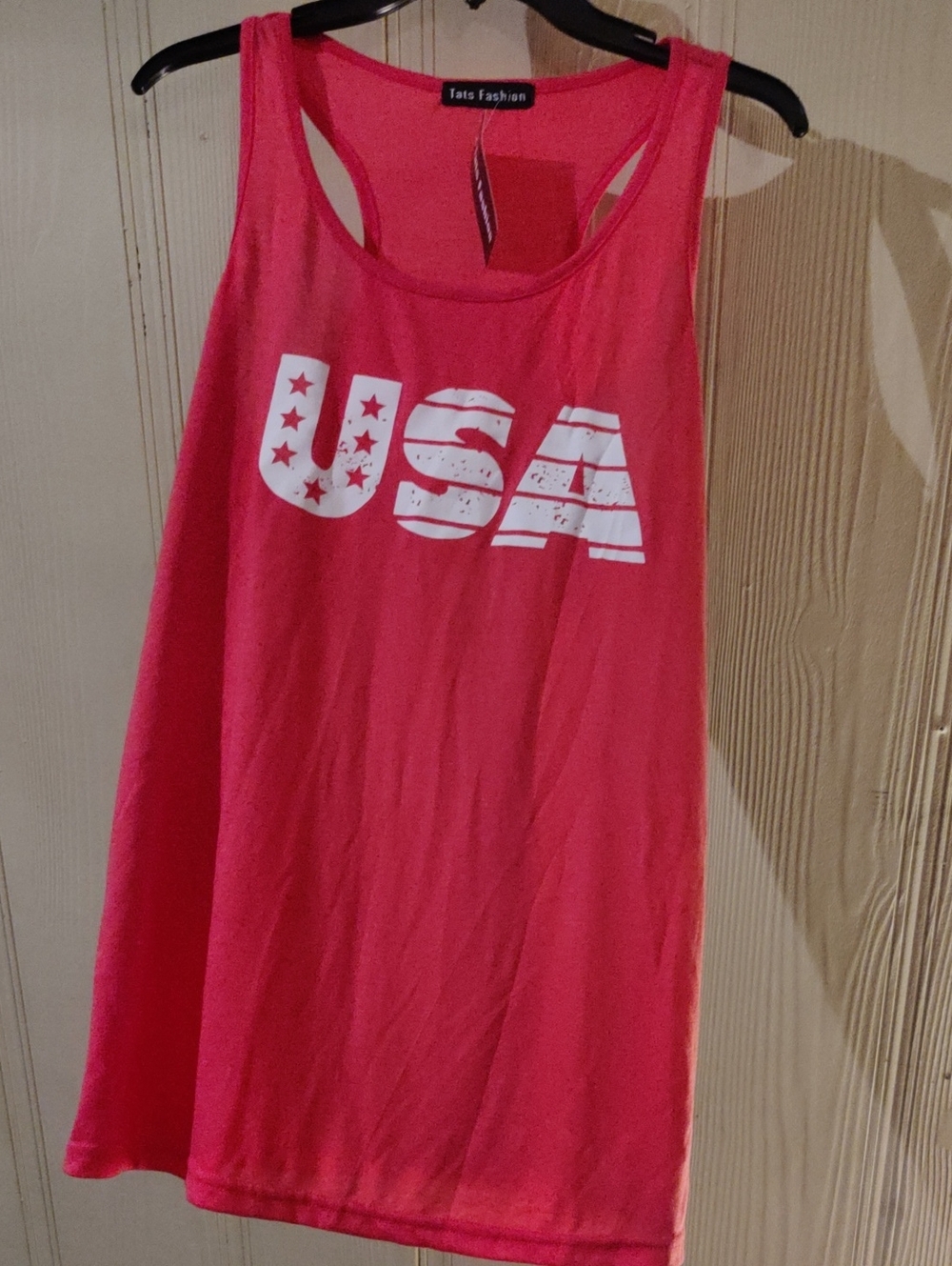 New Neon Orange Five Large Race Back Tank With Logo Usa On It
